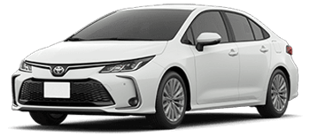 Toyota Corolla branco em vista dianteira lateral